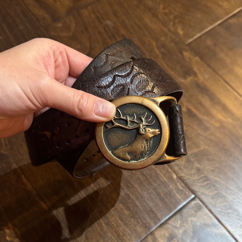 1978 tech ether guild elk brass leather belt